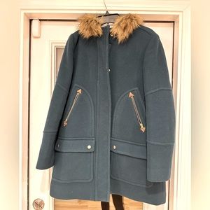 J Crew Teal Italian Stadium Cloth Coat